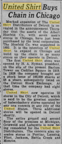 United Shirt - Acquisition In 1936 (newer photo)
